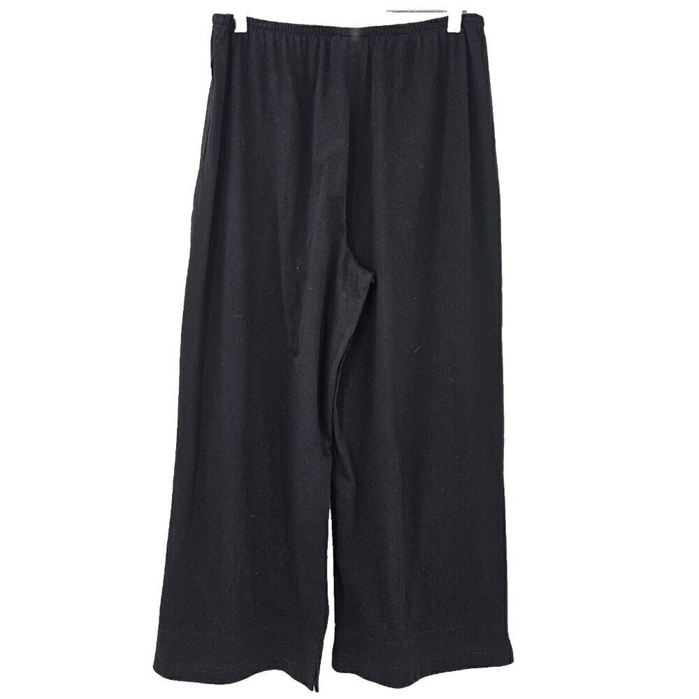 Habitat Deep Hem Flood Pants Black Women’s Size M Wide Leg Crop Minimalist - Picture 2 of 11
